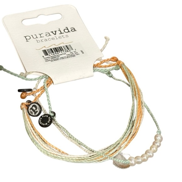Pura Vida Bracelet Bundle Combo Set of 3. Clam Shell. Beaded Pearls. Catalina - Picture 4 of 16